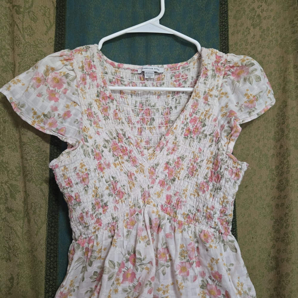 American Eagle Outfitters Pink Floral Blouse